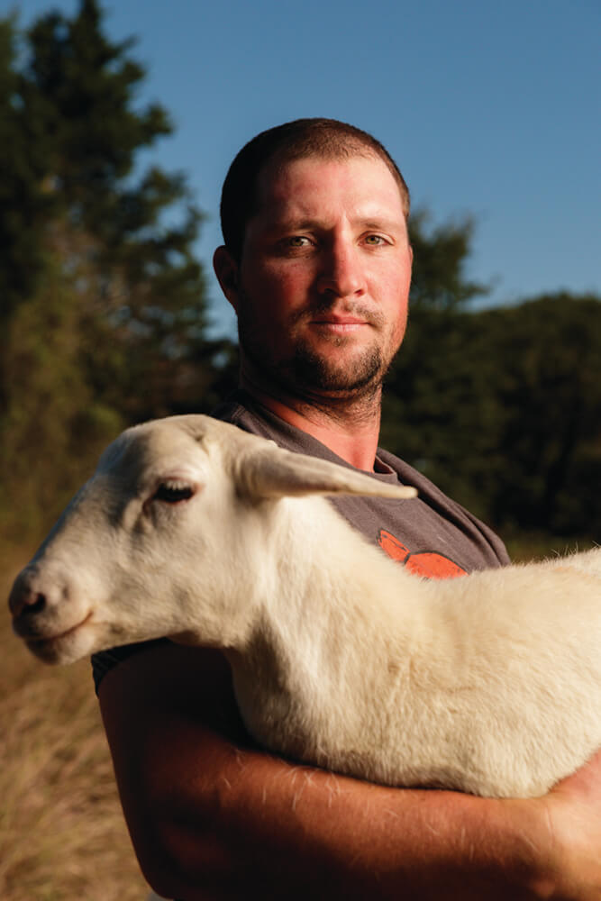 Clark Roberts with sheep