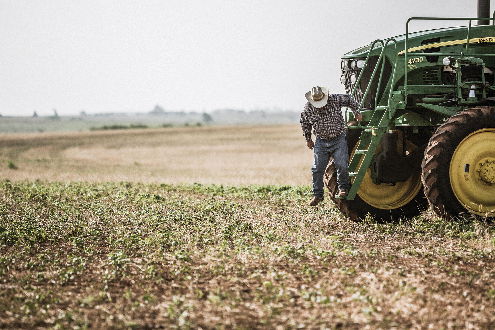 Jimmy Emmons steps down from his tractor