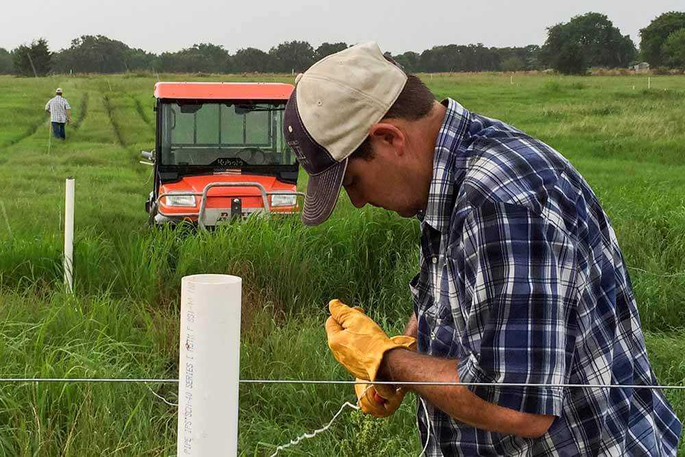 Rancher working on fence