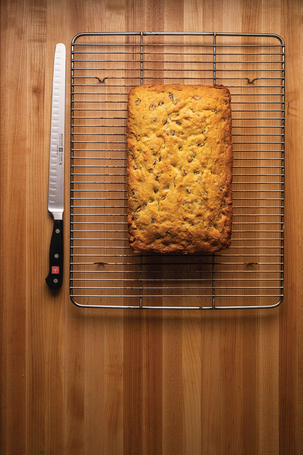 Finished loaf of orange pecan bread