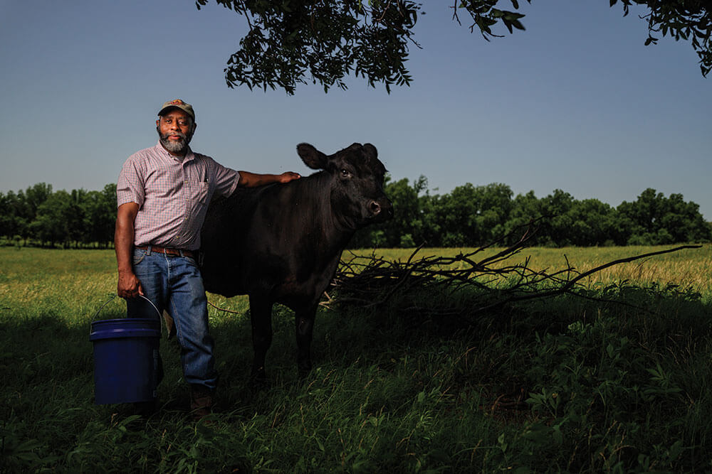 Phil Campbell with Cindy, one of his cows