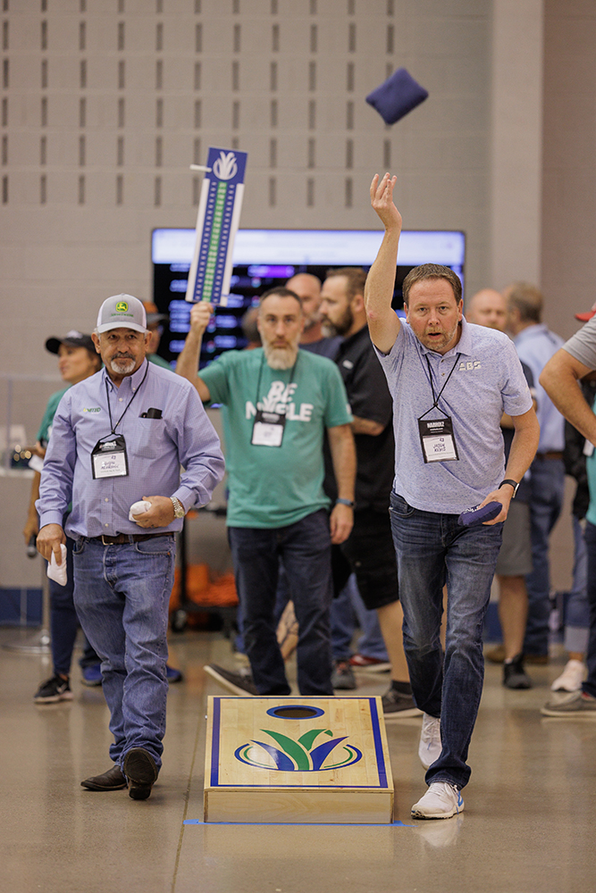 teams compete in cornhole