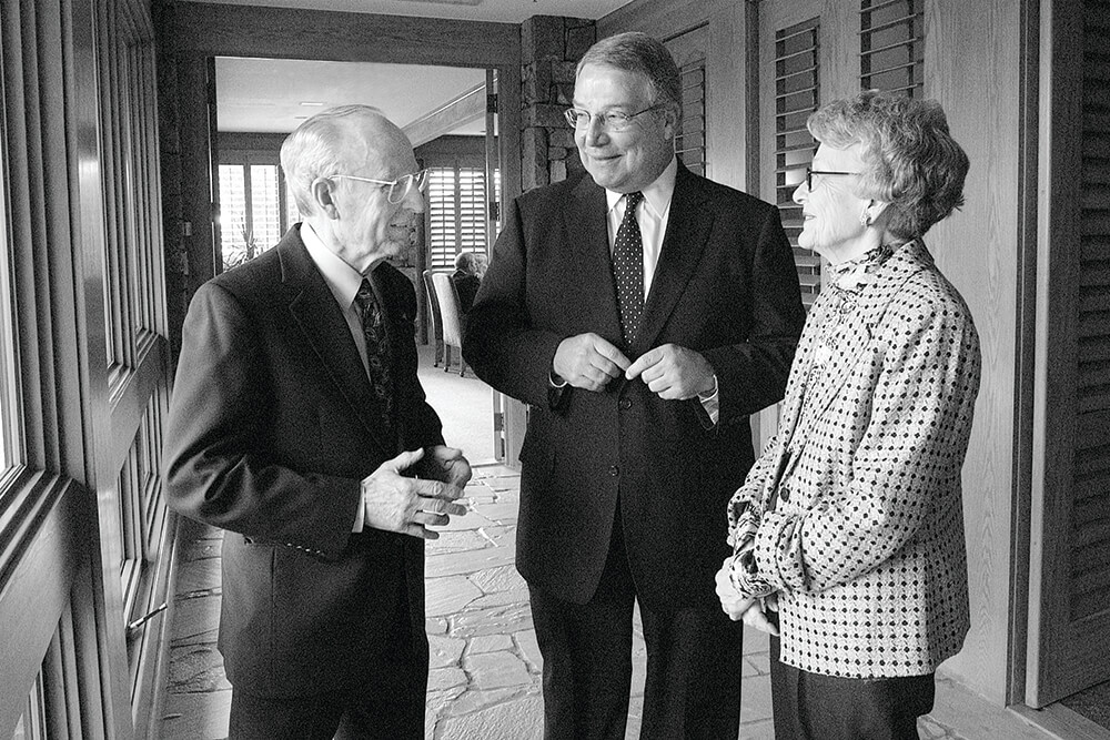 Trustees Ann and Ed Noble with former Noble president Michael Cawley